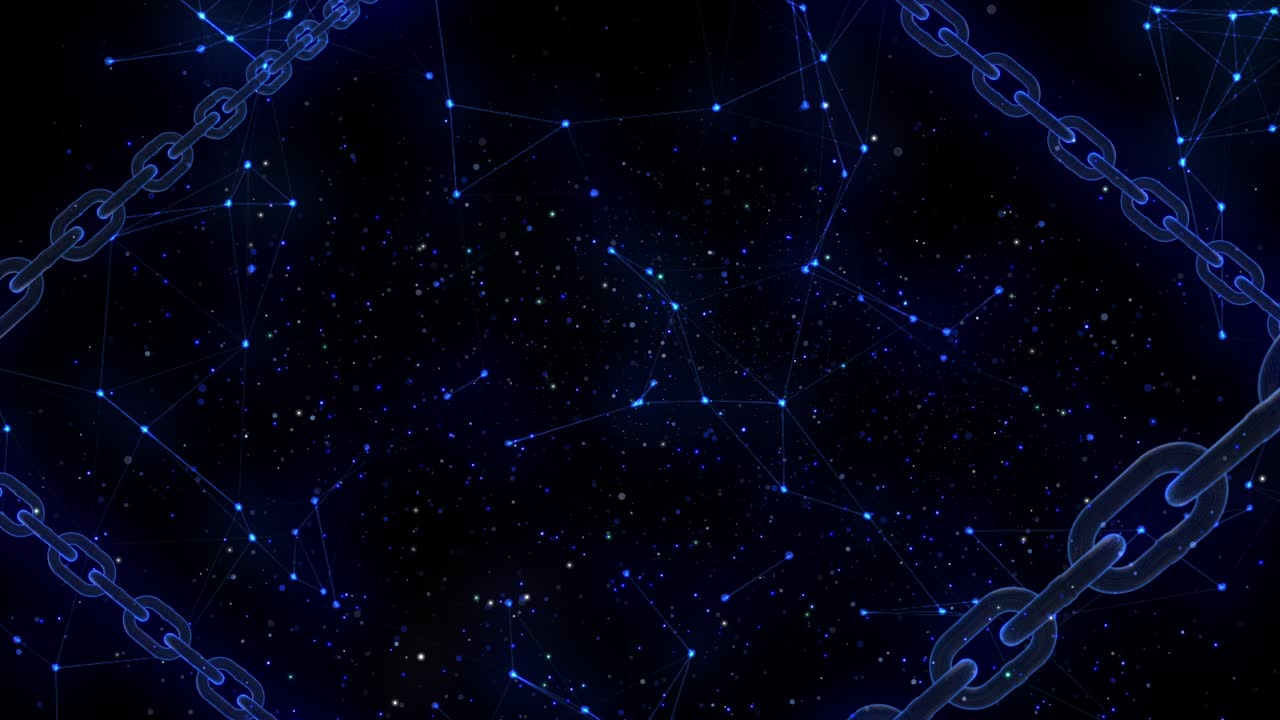 hologram block chain link technology loop animation