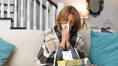 Sick-woman-with-a-runny-nose