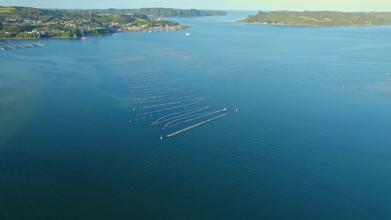 공중 섬 드론 풍경, 아우카르 칠로에의 시망 칠레 파타고니아 푸른 자연 목적지