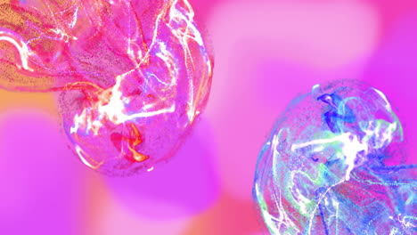 Animation of glowing light spots moving over purple background