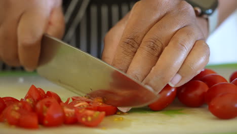 cutting cherry tomatoes for a chopped salad - antipasto salad series-1