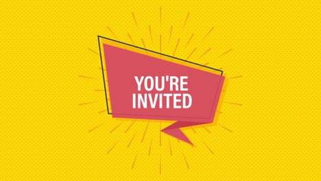 megafono banner, concepto de negocio con texto usted está invitado. gráficos de movimiento. 4k
