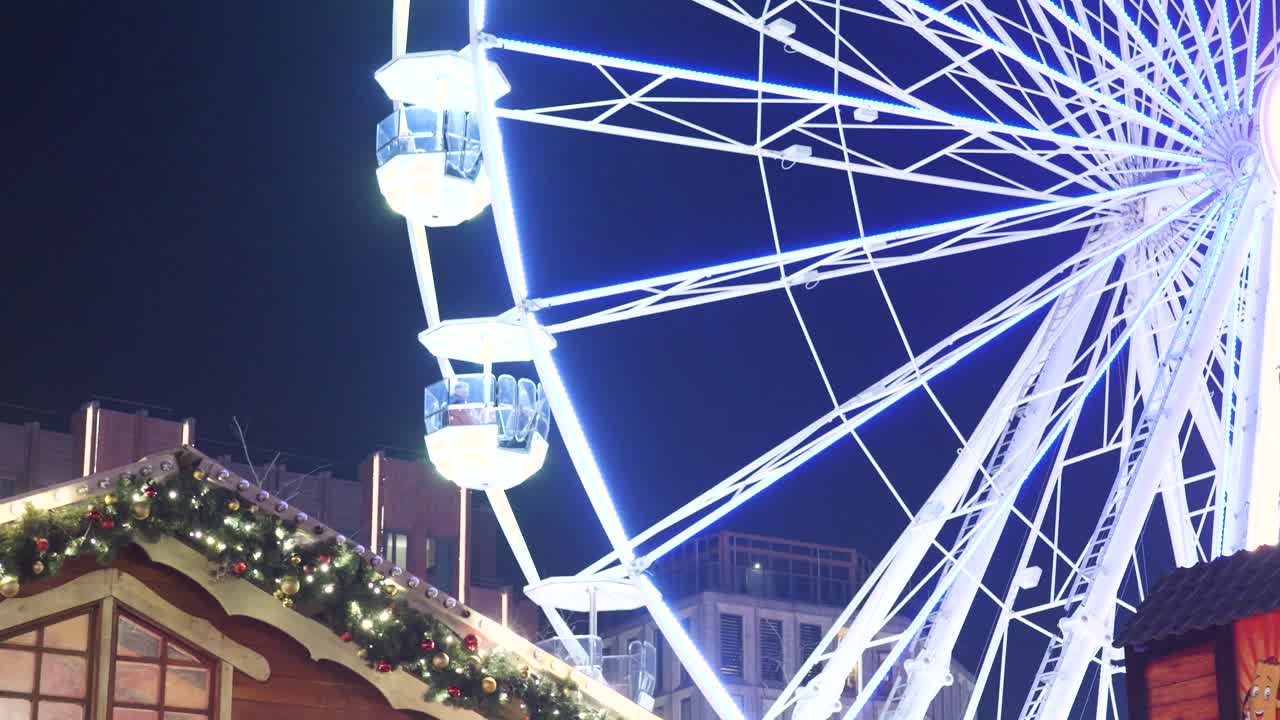 Ferris Wheel at Christmas Market at Night