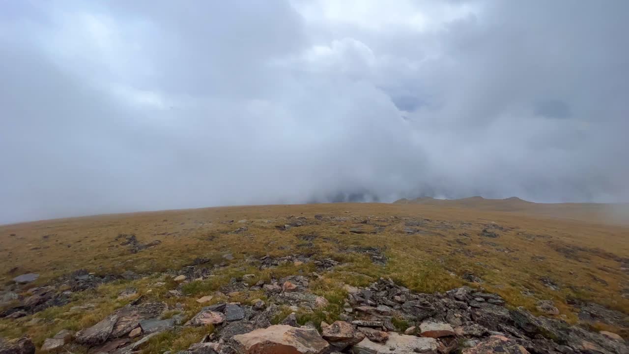Very foggy view over the mountain
