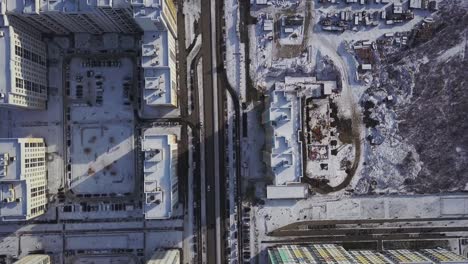 aerial view of a developing city in winter