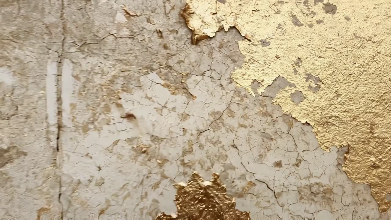 Sfondo con texture di muro bianco crepato e oro astratto