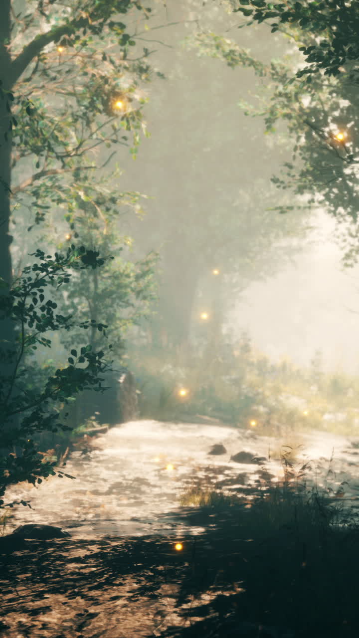 반불이 있는 마법의 숲의 하천