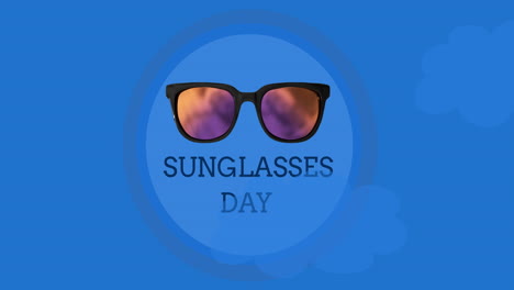 animación de gafas y gafas de sol día sobre fondo azul
