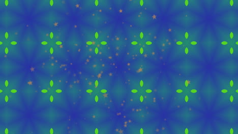 animación de patrones abstractos sobre puntos flotantes contra un fondo azul.