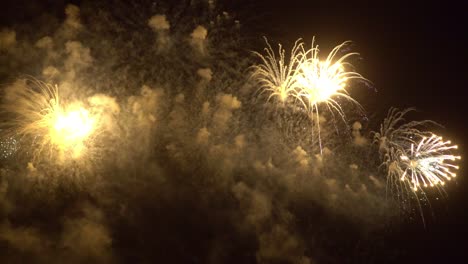 hermosa exhibición de trabajo de fuego colorido por la noche para la celebración en el festival