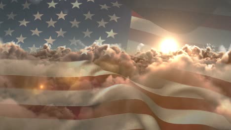 Flag-of-the-United-States-waving-against-sky-and-clouds-4k