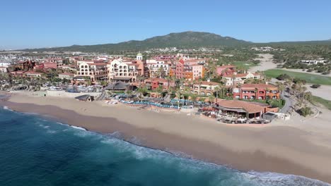 Aerial-View-Of-Beachfront-Villas-Of-Hacienda-del-Mar-Los-Cabos-Resort-In-Cabo-del-Sol,-Cabo-San-Lucas,-Mexico