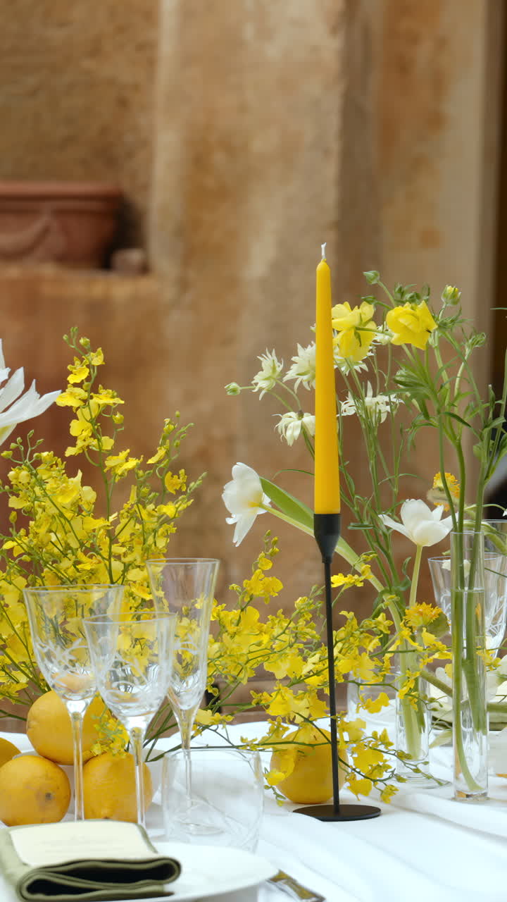 Elegant floral arrangement and table setting
