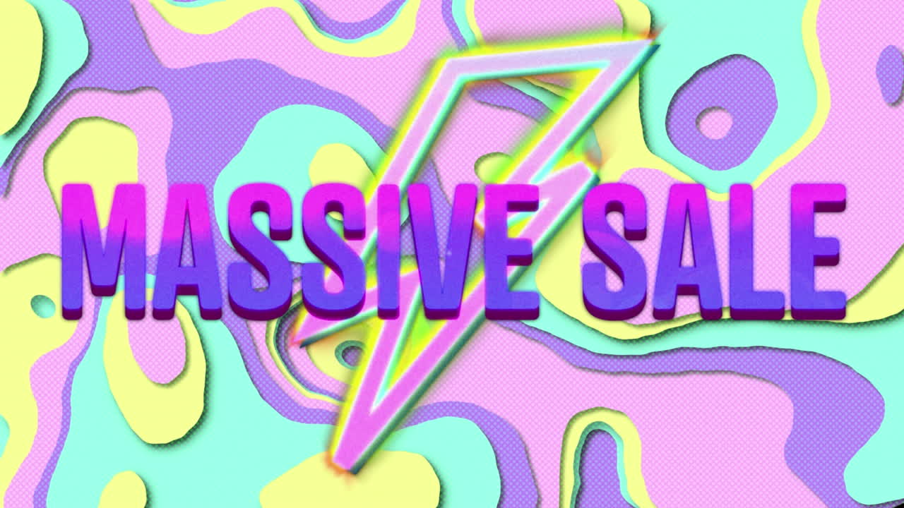 레트로 진동하는 패턴 배경에 대규모 판매 텍스트의 애니메이션