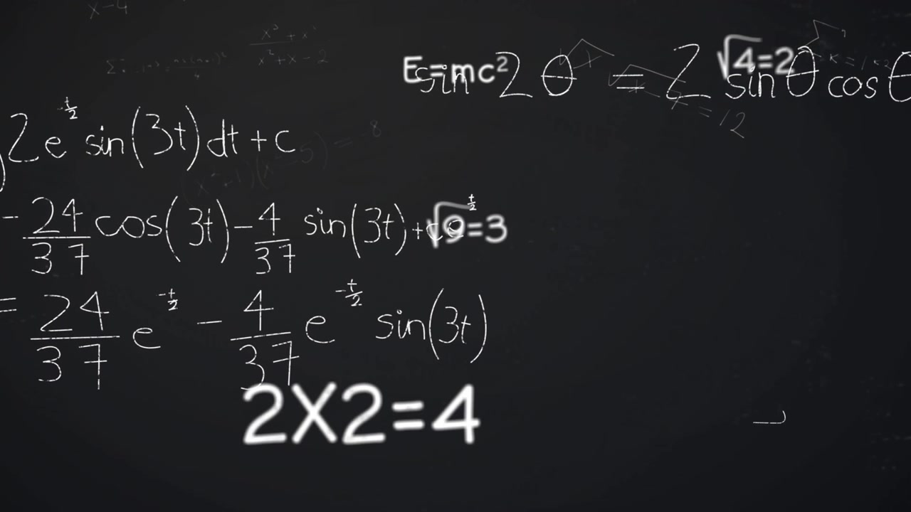 On play chalkboard revealing equations while bright callouts popping and highlighting math ideas