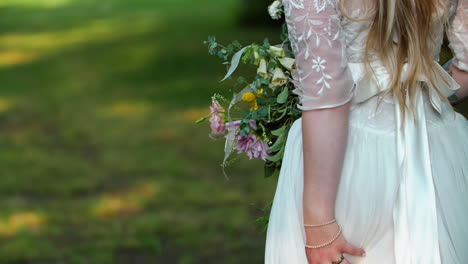 bride walking in flowing dress