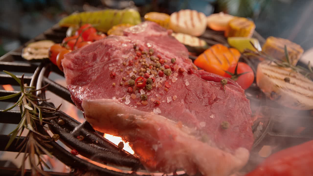 채소와 함께 그릴 스테이크