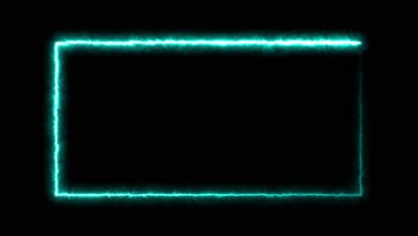 glowing neon rectangular frame with electric effect on black background
