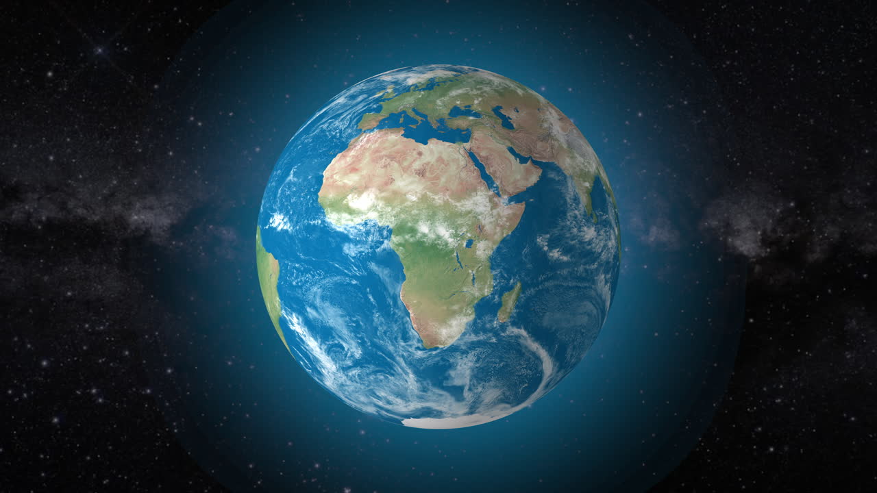 Cinematic video background showcases Realistic Globe rotating, zooming in on Democratic Republic of the Congo country | realistic Earth rotating and zooming in on Democratic Republic of the Congo