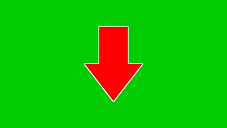 arrow animation green screen, red color cartoon arrow pointing moving down on green screen background