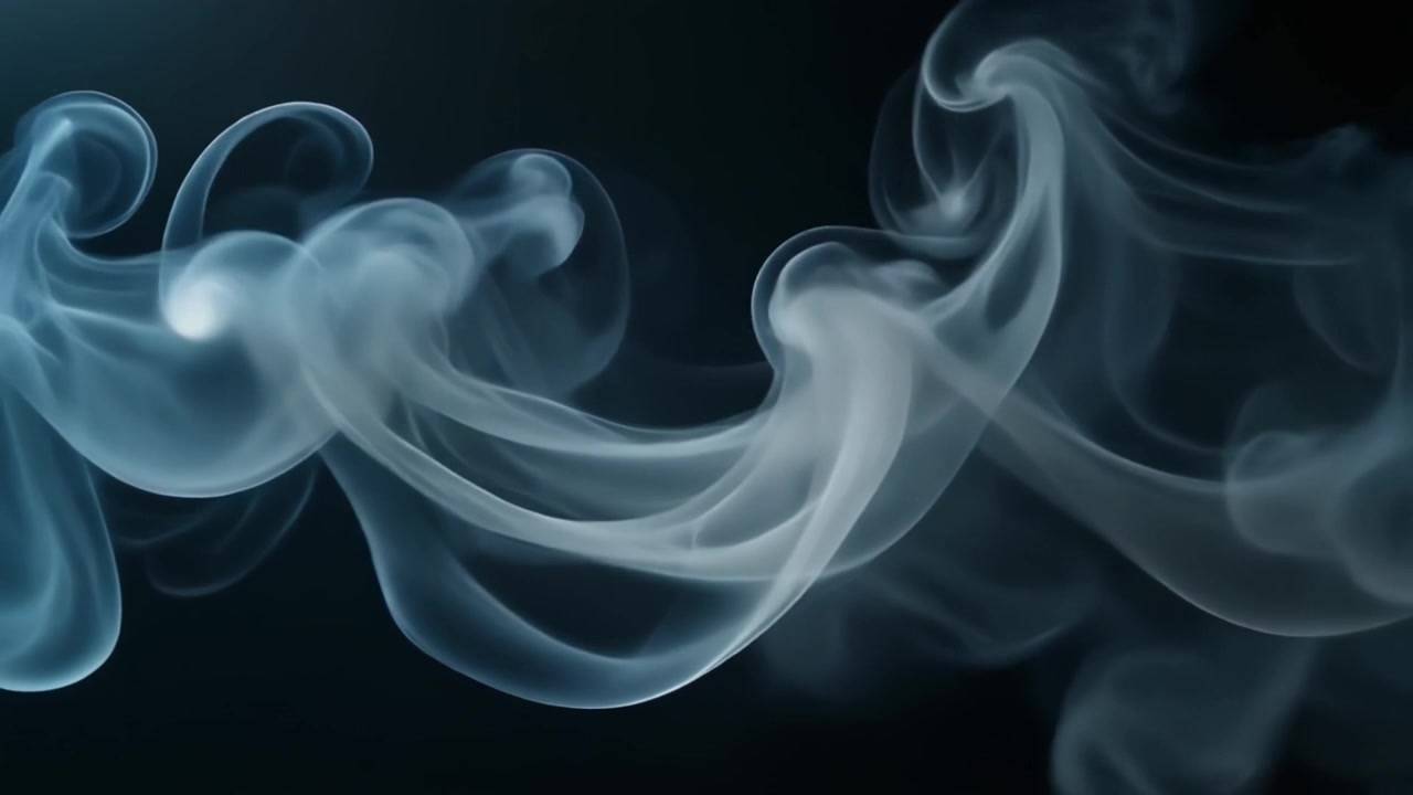 Abstract Fumo bianco vorticoso su uno sfondo scuro