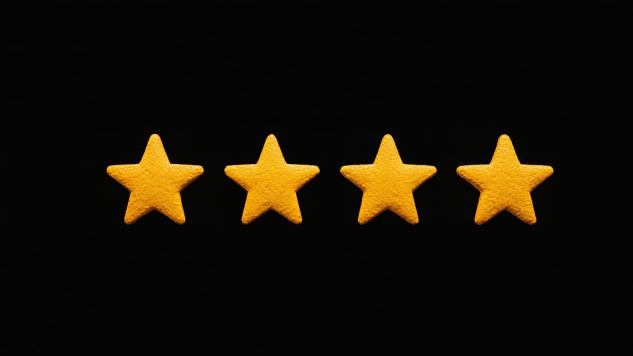 A Vibrant Display of Four Yellow Stars on a Dark Background, Symbolizing Excellence and Quality Recognition in Various Contexts