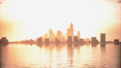 city skyline at sunrise/sunset