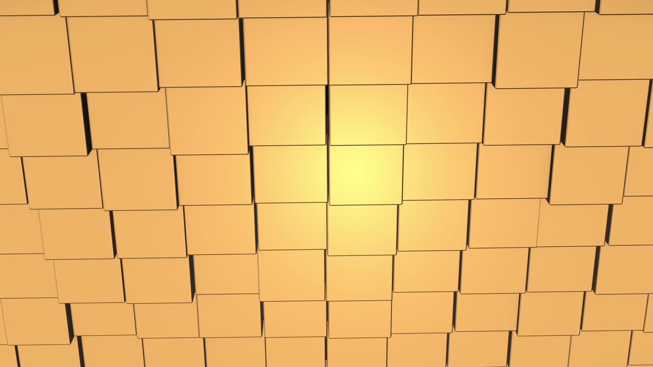 Abstract beige cascading cubes background turning and slowly coming closer.