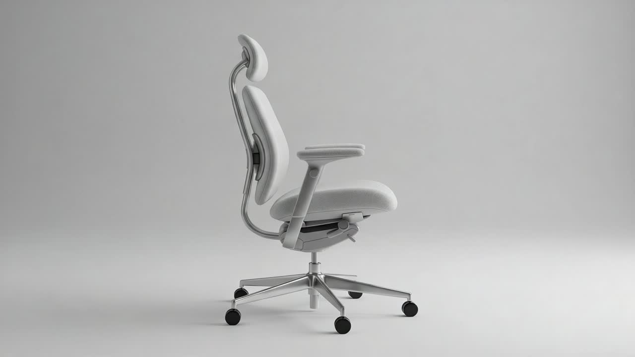 An Ergonomic Office Chair Showcased from Different Angles: A Modern Design Focused on Comfort, Support, and Style for Productive Workspaces