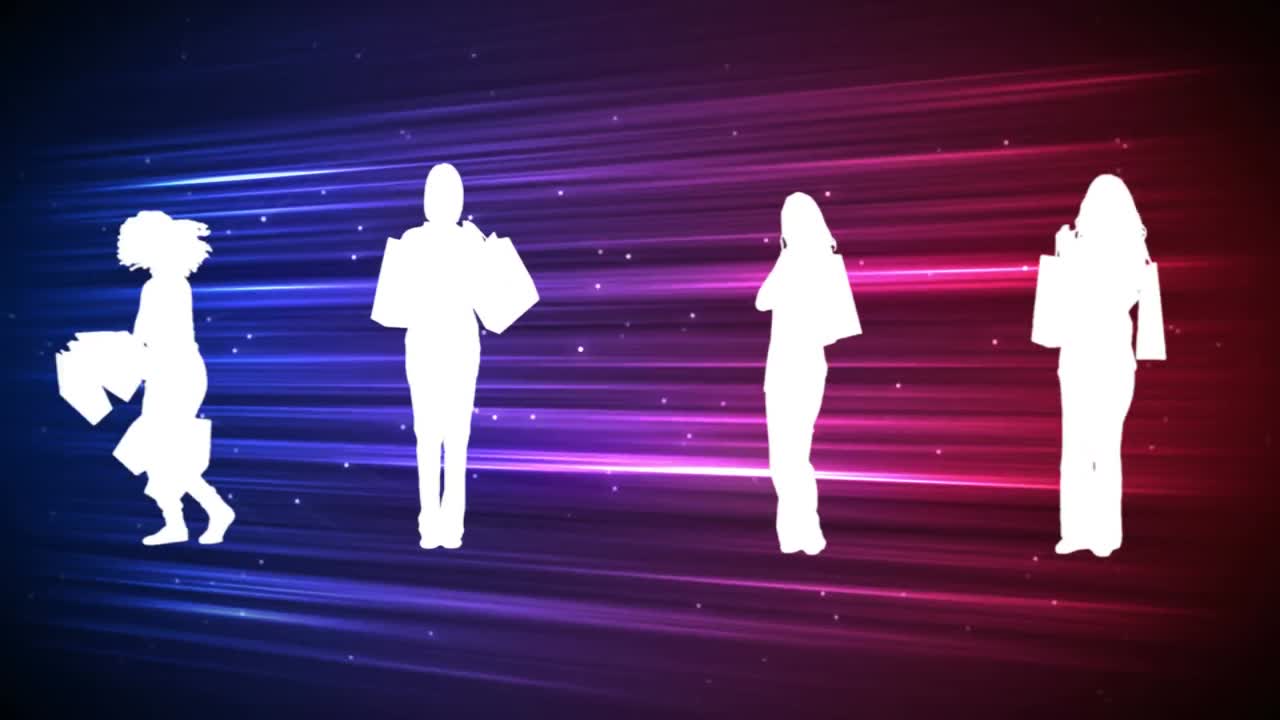 쇼핑 가방 을 들고 있는 여자 의 실루 ⁇