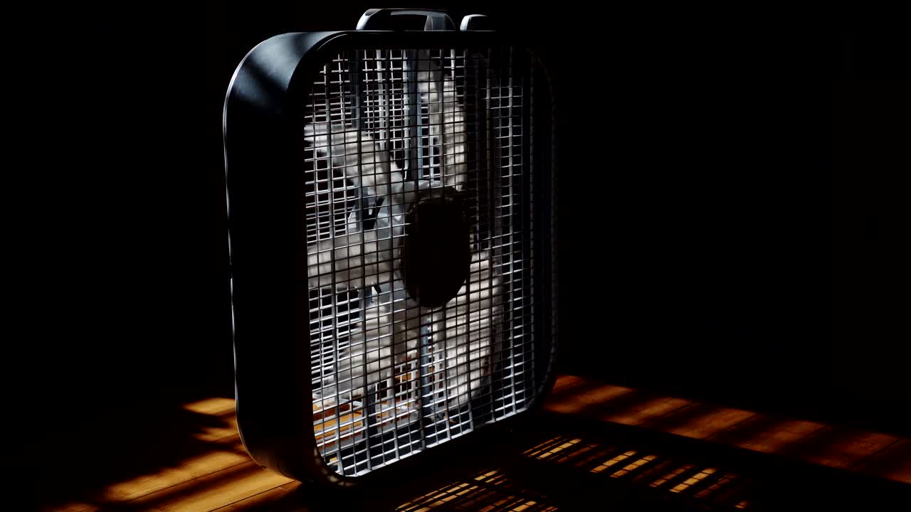 ventilador de circulación de aire contra la luz solar brillante