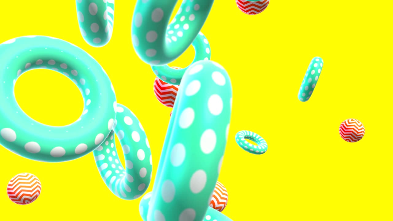 fondo abstractamente colorido con formas geométricas simples voladoras o flotantes. animación 3d decorativa multicolor con bucle. composición moderna brillante.