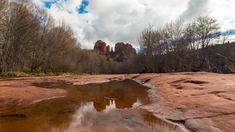 Reflection-Of-The-Cathedral-Rock-On-The-Water-In-Crescent-Moon-Picnic-Site-In-Sedona