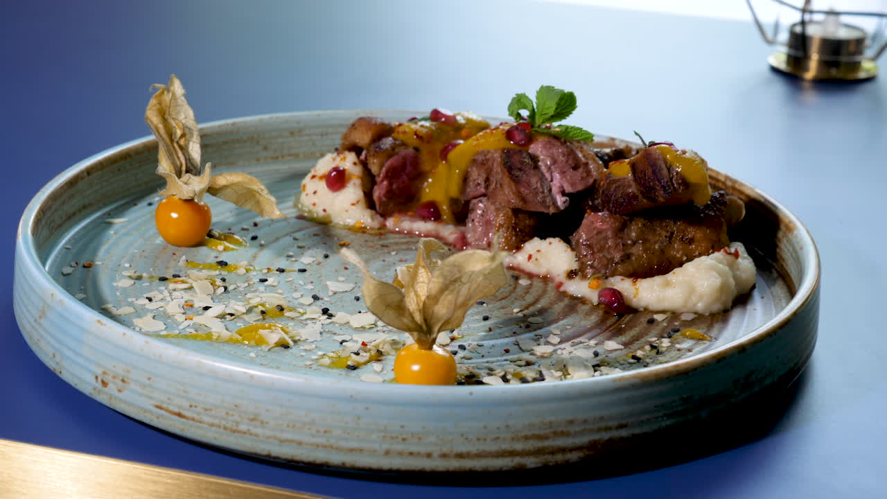 Gourmet Dish with Meat and Fresh Ingredients