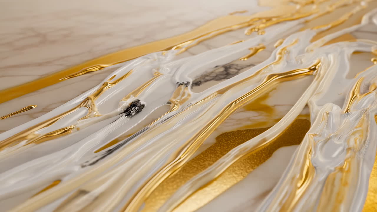 Abstract gold and white liquid marble texture