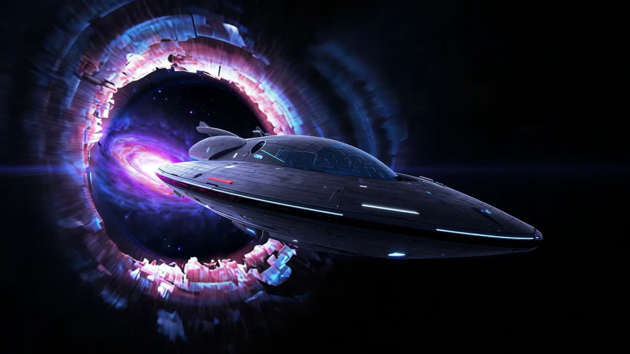 Spaceship Traveling Through a Wormhole