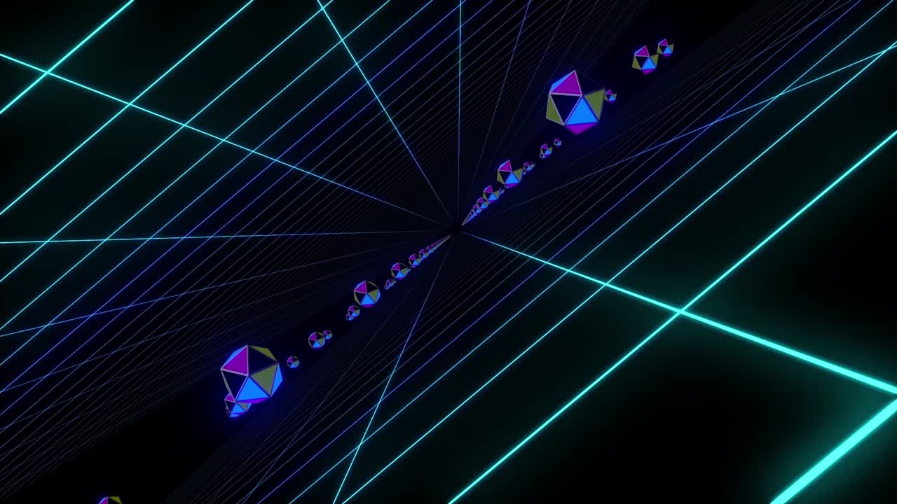 Cyberpunk Neon Grid Tunnel