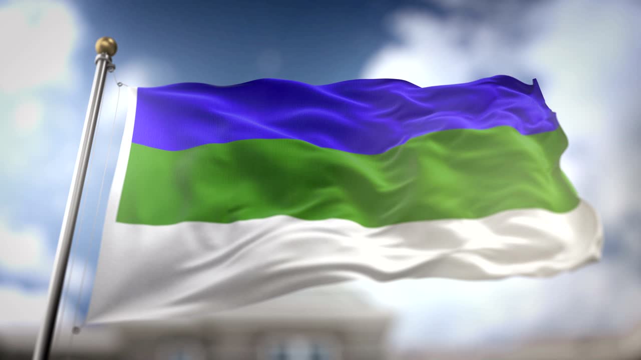 코미 공화국 발이 느린 동작 3d 렌더링 파란 하늘 배경 - 원활한 루프 4k