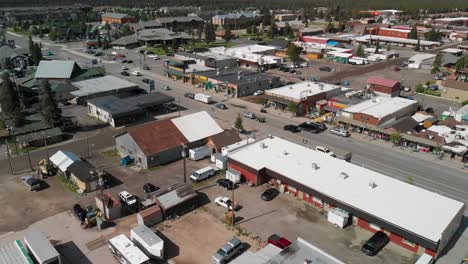 aerial view of the town of west yellowstone, montana, usa