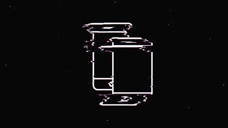 line device hud holographic symbol on digital old tv screen seamless loop glitch animation. hearts. dynamic retro and joyful. colorful and vintage video footage.