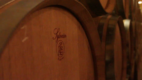 wine barrels in cellar