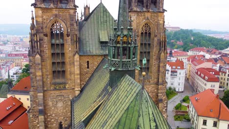 medieval in gothic style roman catholic cathedral brno, czech republic