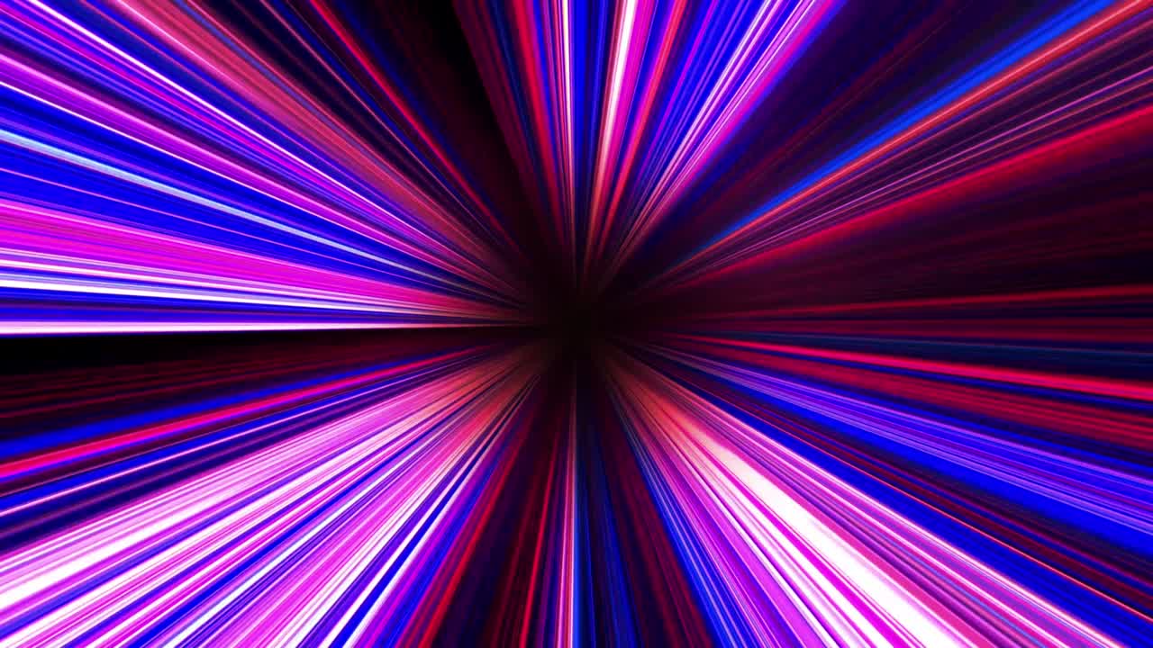 Animation colorful speed lines effect isolate on black background.