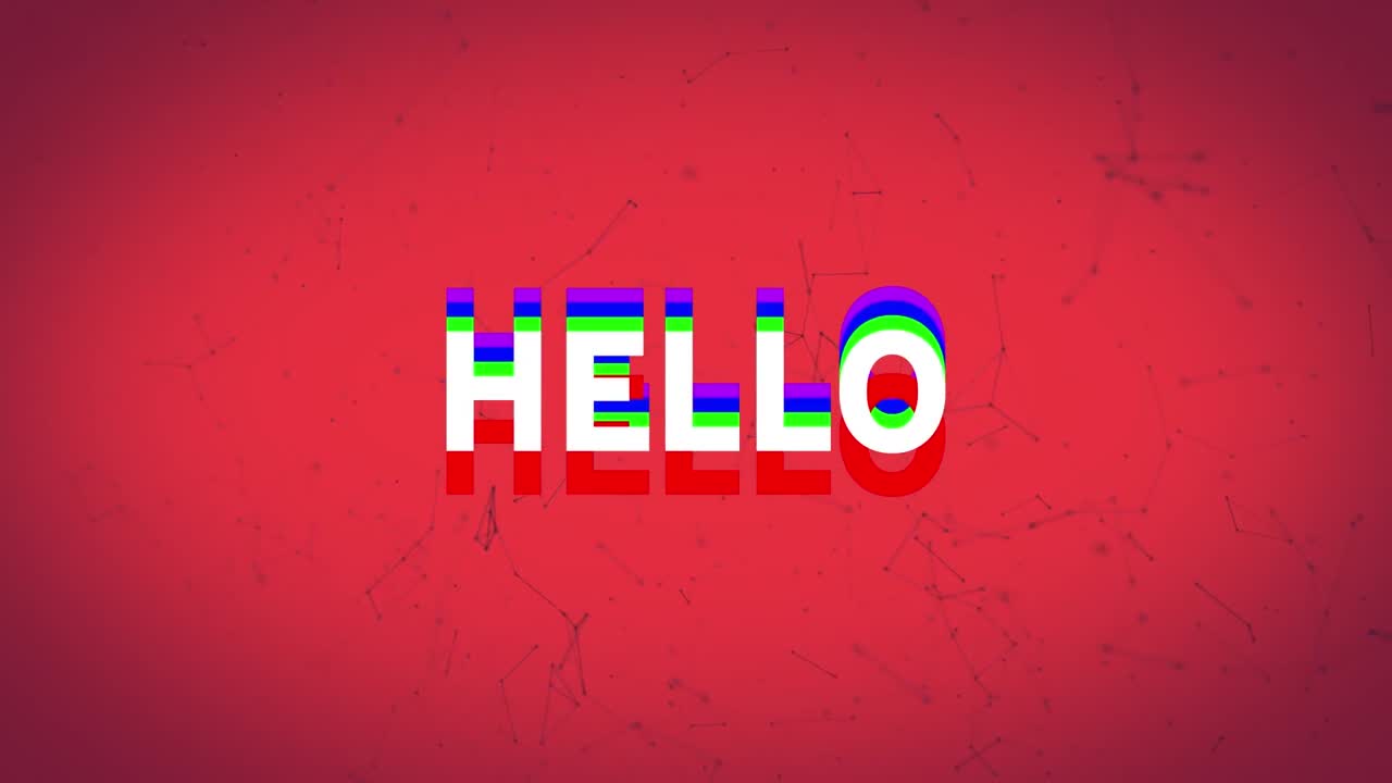 Animation of hello rainbow text on seamless loop connections