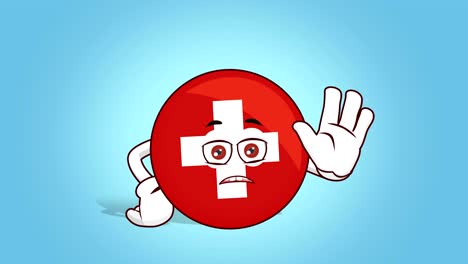 icono de dibujos animados bandera de suiza cara animación parada gesto de la mano con luma mate