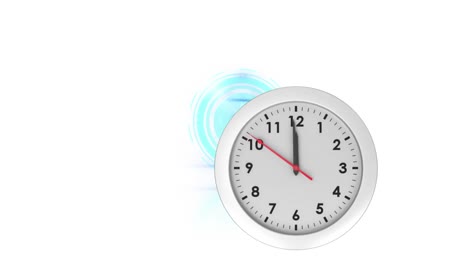 Animation-of-clock-ticking-and-scope-scanning-on-white-background