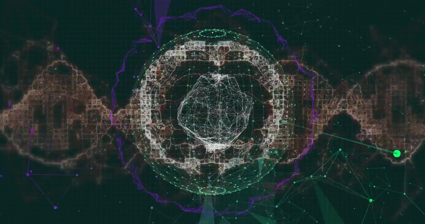 Glowing ring pulsing around orb as ribbon waveform wrapping equator representing dynamic data flow