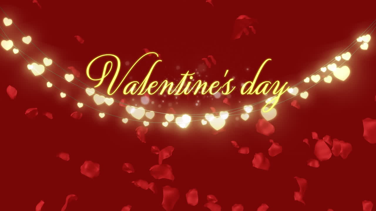 Animasi Hari Valentine dengan latar belakang merah
