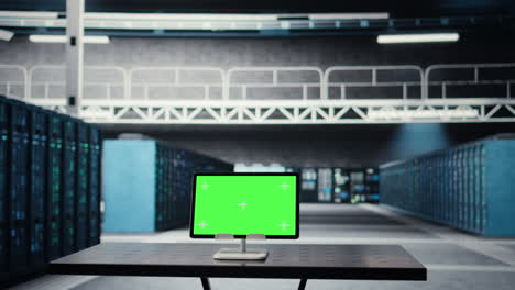 isolated screen tablet used to do yearly checkup to data center electronics