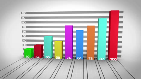 animación digital del procesamiento de datos estadísticos contra un fondo gris